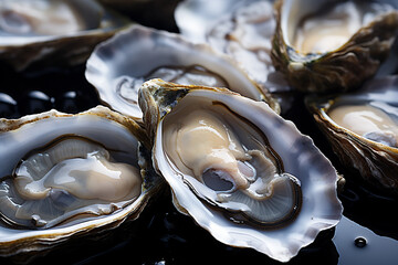 Poster - Oysters - Grey and pearly abstract shapes with oceanic hints.