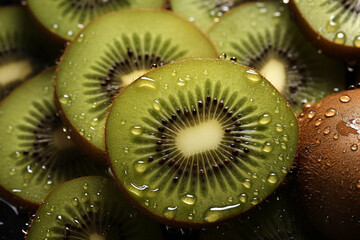 Poster - Kiwi - Brown outer texture with vibrant green abstract insides.