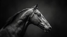 A Horse - Black And White Side Profile Picture