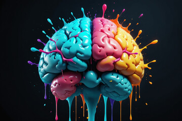 Poster - Liquid Color design background fly out of mind explosion - as a fantasy. colorful brain splash Brainstorm and inspire concept