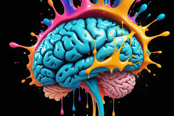 Poster - Liquid Color design background fly out of mind explosion - as a fantasy. colorful brain splash Brainstorm and inspire concept