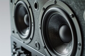 Aufkleber - A detailed view of a pair of speakers. Perfect for music enthusiasts and audio professionals