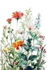 Poster - A painting of a bunch of flowers on a white background. Suitable for various uses