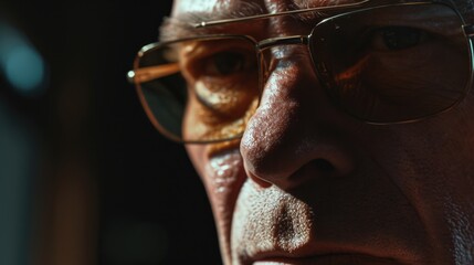 Poster - A close up shot of a man wearing glasses. Suitable for business, technology, or education-related designs