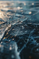 Poster - A close-up view of a frozen surface of water. Can be used to depict cold weather or winter scenes