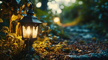 Poster - A light sitting in the grass. Can be used to represent nature, relaxation, or outdoor activities