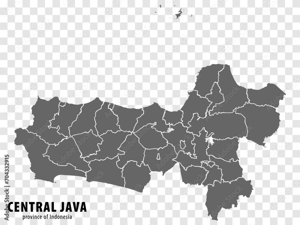 Blank map Central Java province of Indonesia. High quality map Central ...