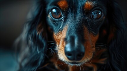 Canvas Print - A close up view of a dog's face with a blurry background. Suitable for various uses