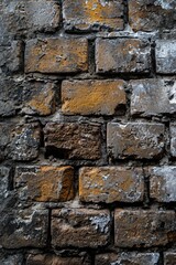 Wall Mural - A brick wall with a vibrant yellow paint. Perfect for adding a pop of color to any design or project