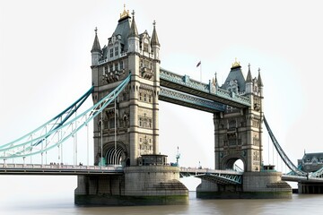 Poster - A picture of a very tall bridge over a body of water. This image can be used to depict transportation, infrastructure, or travel