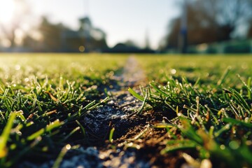 Poster - A detailed view of a field covered in lush green grass. This image can be used to depict nature, landscapes, or the beauty of the outdoors