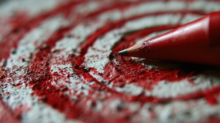 Poster - A red pencil placed on top of a red target. Suitable for business concepts and goal setting