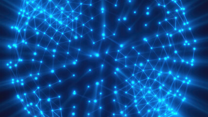 Poster - Connection dots sphere. Computer generated render
