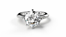 Elegant Simple Design Diamond Ring Isolated On Black White Background 3d Rendering