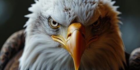 Canvas Print - A detailed close-up of an eagle's head with a black background. This image can be used to depict power, freedom, and strength