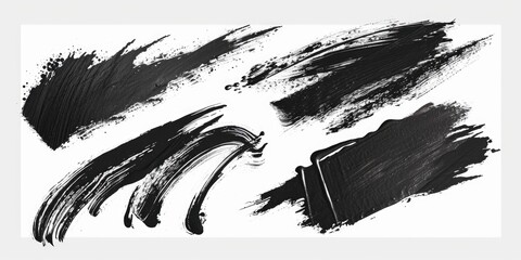 Wall Mural - Black brush strokes on a white background. Versatile image that can be used for various design projects
