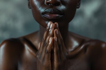 Canvas Print - Close-up shot of a person's hands tightly clasped together. Can be used to depict unity, teamwork, support, or prayer. Suitable for various concepts and designs