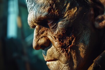 Aufkleber - A close-up shot of a man's face. Versatile image suitable for various uses