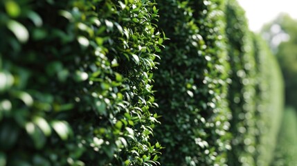 Poster - A row of green plants growing on a wall. Ideal for adding a touch of nature to any indoor or outdoor space