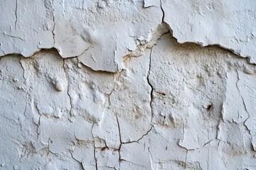 Canvas Print - A white wall with peeling paint. Suitable for backgrounds or texture elements