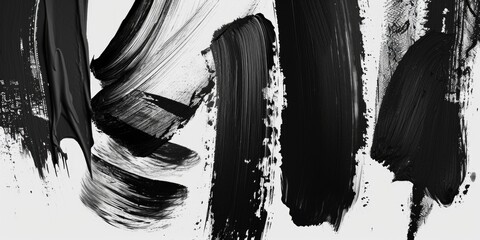 Poster - Abstract black and white photo of paint strokes. Perfect for adding a touch of creativity and modernism to any design project