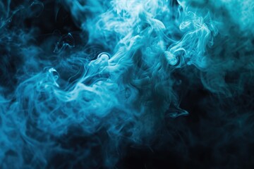 Poster - A close-up view of smoke in a dark room. This image can be used to create a mysterious or atmospheric effect in various projects