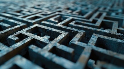 Poster - A close-up view of a maze with a clear blue sky in the background. Ideal for illustrating concepts of problem-solving, decision-making, and finding the right path
