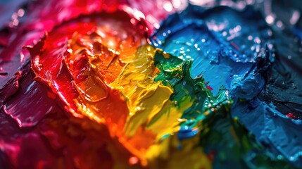 Poster - A close up view of a palette with a variety of vibrant colors. Ideal for artists, designers, and creatives looking for inspiration.