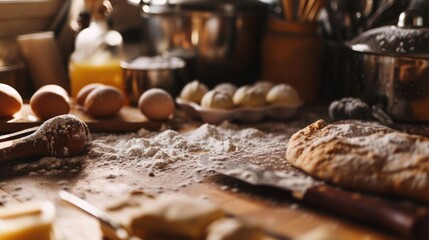 Poster - A table filled with a wide selection of different types of food. Suitable for various culinary themes and dining concepts