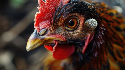 Aufkleber - A detailed view of a rooster's head, showcasing its vibrant red beak. Perfect for farm-related projects or animal-themed designs