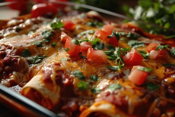 Aufkleber - A casserole dish filled with a variety of delicious food. Perfect for showcasing home-cooked meals and comfort food recipes