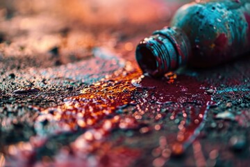 Poster - A bottle of liquid sitting on the ground, suitable for various uses