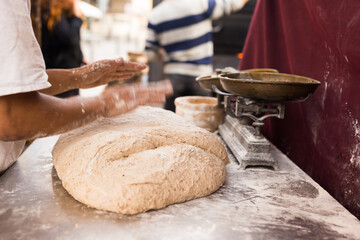 Wall Mural - Process of making bread. dough kneading