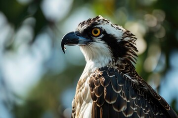 Poster - A detailed view of a bird of prey. This image can be used for educational purposes or in nature-themed designs