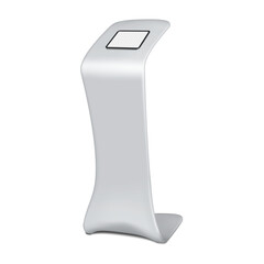 Wall Mural - Exhibition tablet stand with transparent screen realistic mock-up. Blank digital display vector mockup. Template for design