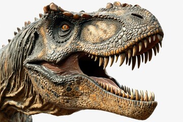Poster - A detailed close-up image of a dinosaur with its mouth wide open. Perfect for educational materials or dinosaur-themed designs