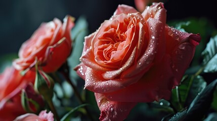 Poster - A close up view of a flower with water droplets on its petals. This image captures the natural beauty of the flower after a rainfall. Suitable for various uses