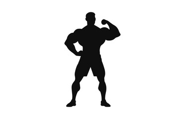 Wall Mural - A Bodybuilder Black Silhouette Vector art