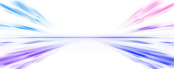 Wall Mural - Abstract neon light rays background. A colorful motion background of city light trails. Vector PNG. Image of speed motion on the road. 