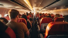 Unoccupied Seats On A Plane Photographed From The Aisle