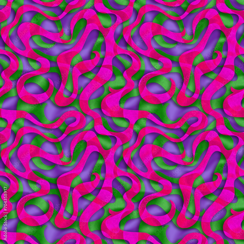 Colorful neon abstract waves multi layered seamless pattern ...