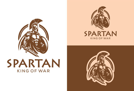 illustration of spartan king in armor and helmet	