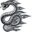 monochromatic illustration of Viper Snake with Flame