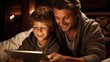 © duyina1990 - Father and son using tablet in bed