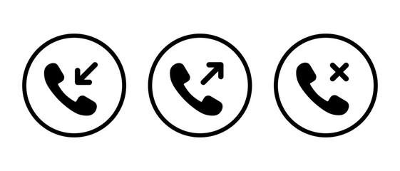 Aufkleber - Incoming and outgoing, missed call icon vector on circle line