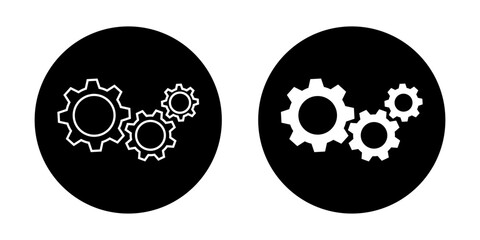 Poster - Set of gear icon vector on black circle. Setting gears, cogwheel symbol