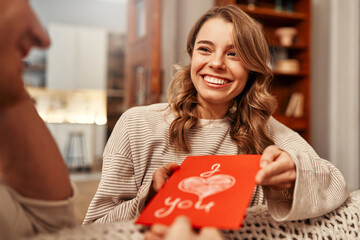 Valentine's Day. Couple in love at home.