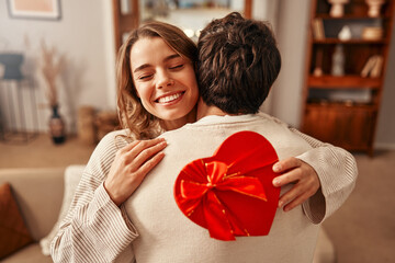 valentine's day. couple in love at home.