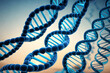 DNA rotation molecule on futuristic shiny copy space background	