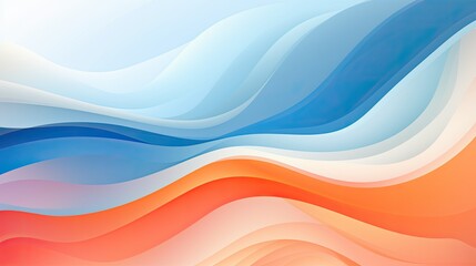 Poster - Abstract wave orange white and blue background 